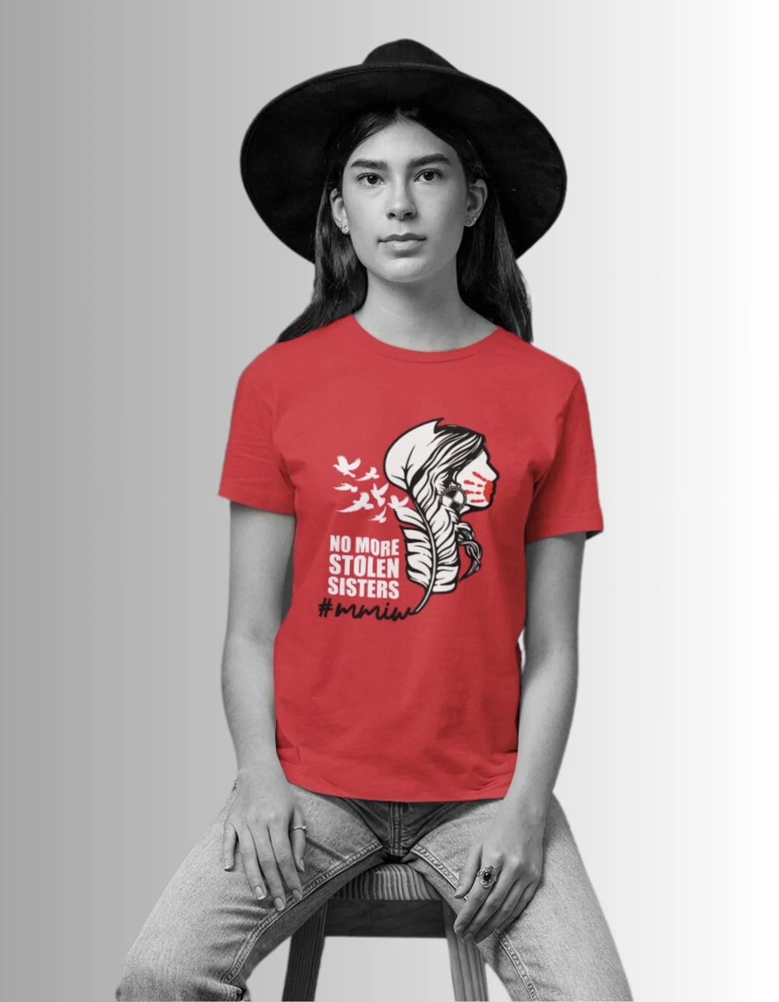 MMIW No More Stolen Sisters Feather T-shirt