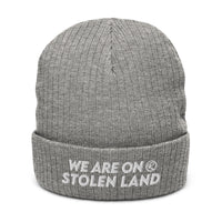 Thumbnail for We are on stolen land | Ribbed knit beanie (50% Recycled Polyester)