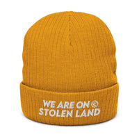 Thumbnail for We are on stolen land | Ribbed knit beanie (50% Recycled Polyester)