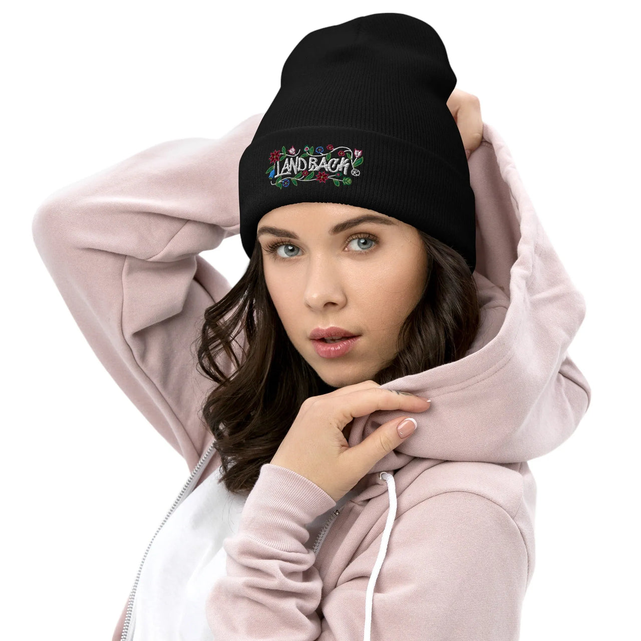 LandBack Floral Cuffed Beanie