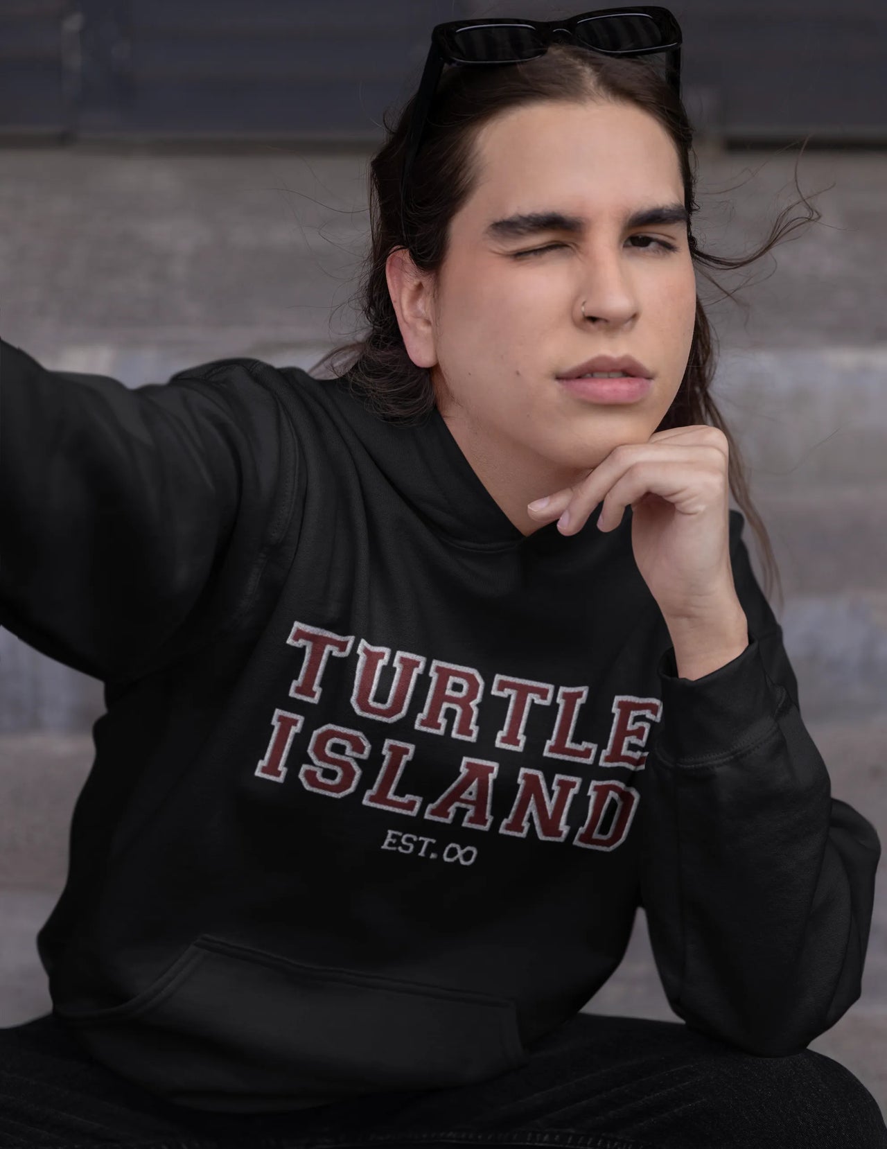 Turtle Island Embroidered Varsity Colourway Hoodie